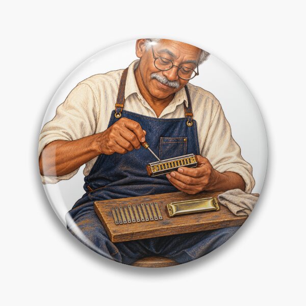 Item preview, Harmonica Repair Artisan Vintage Portrait designed and sold by Drip stamp.