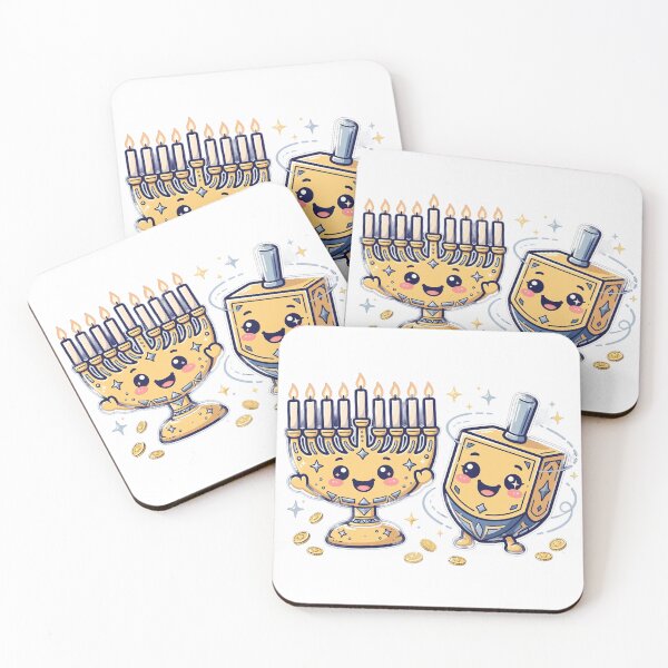 Item preview, Kawaii Hanukkah — Menorah & Dreidel Buddies designed and sold by Funky Mobile Studio.