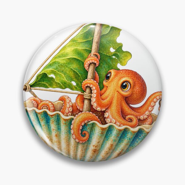 Item preview, Tiny Octopus Sailing a Scallop Shell designed and sold by Drip stamp.