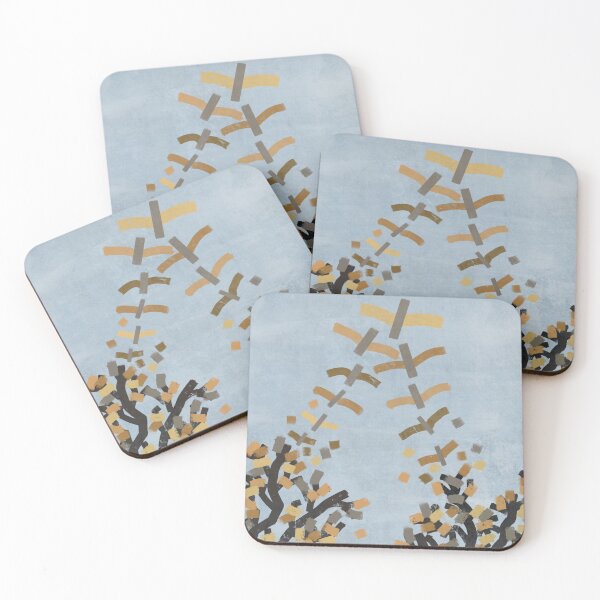 Item preview, Abstract cranes formed from autumn leaves designed and sold by byArek.