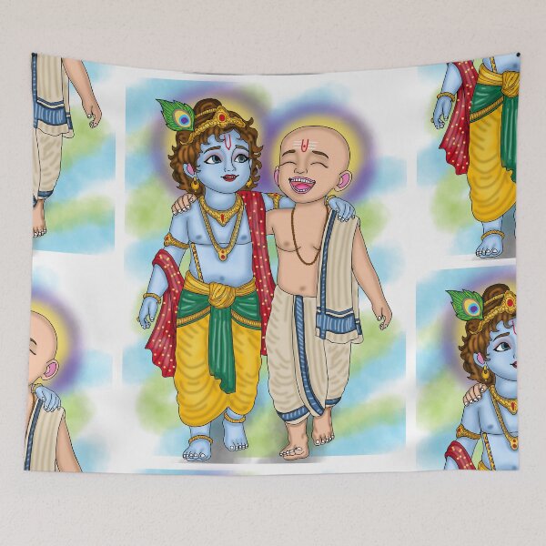 Item preview, Krishna Sudama Digital Drawing | Hindu Friendship and Devotional Art designed and sold by Harshit_Digital_Arts.