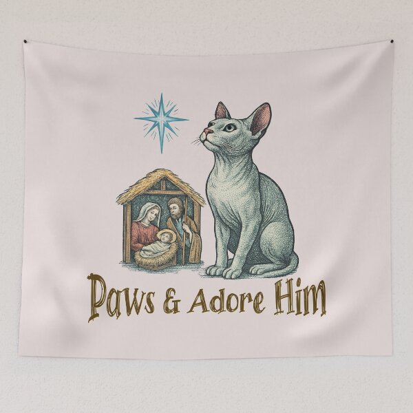 Item preview, Sphynx Cat Christian Christmas Paws and Adore Him designed and sold by Sachie's Studio.