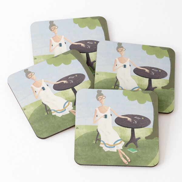 Item preview, A woman with books resting away from heat under a tree on a summer day. designed and sold by byArek.