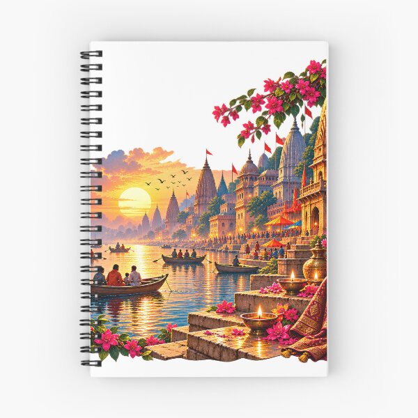 Item preview, Dawn on the Ganges Varanasi River Landscape designed and sold by MysticCanvasAi.