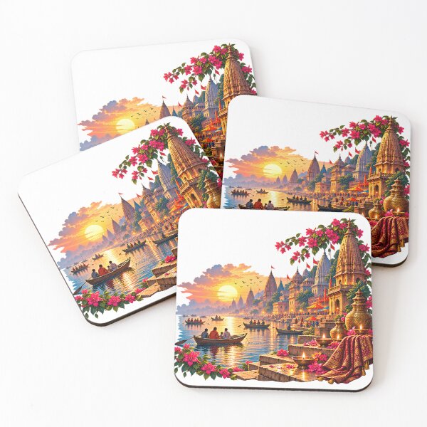 Item preview, Dawn on the Ganges Varanasi River Landscape designed and sold by MysticCanvasAi.