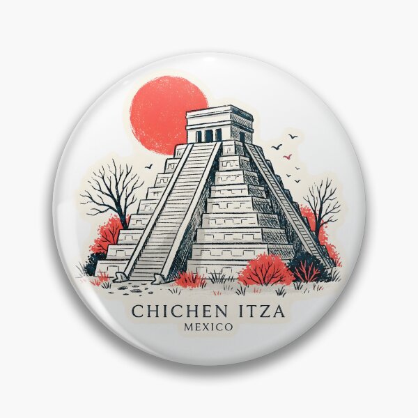 Item preview, Chichen Itza Mayan Pyramid in Retro Style designed and sold by EdwinkOne.