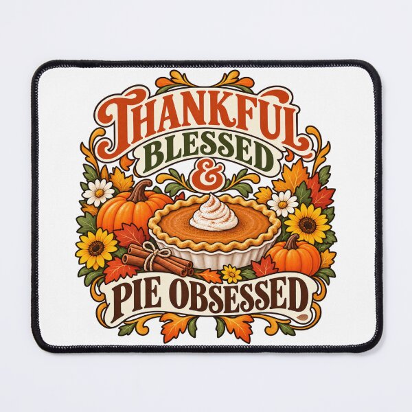 Item preview, Thankful Blessed and Pie Obsessed – Thanksgiving Pumpkin Pie Retro Fall Design designed and sold by BakersTees.