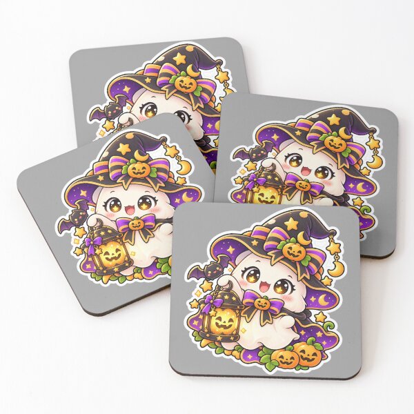 Item preview, Cute Halloween Ghost with Pumpkin Lantern Sticker designed and sold by Tiny Boo Studio.