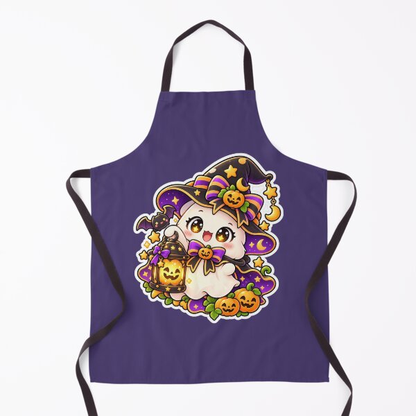 Item preview, Cute Halloween Ghost with Pumpkin Lantern Sticker designed and sold by Tiny Boo Studio.
