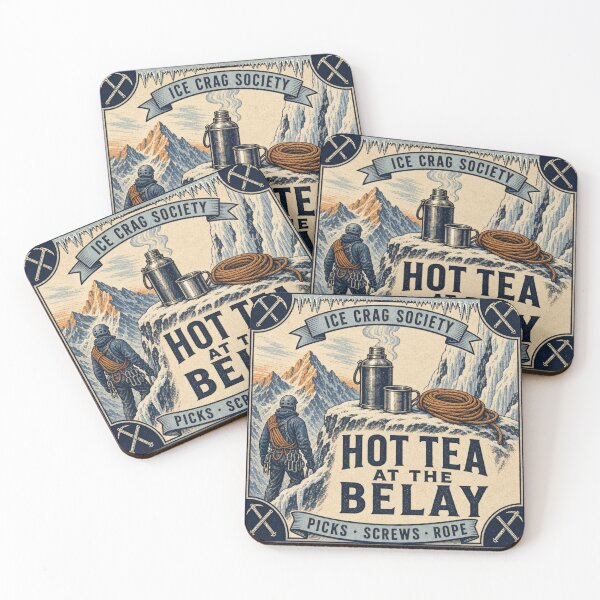 Item preview, Hot Tea at the Belay Climbing Gift Badge designed and sold by BoosterShop.