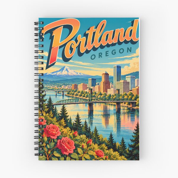 Item preview, Portland Oregon Vintage Travel Poster - Cityscape with River, Bridge, and Roses designed and sold by potseed21.