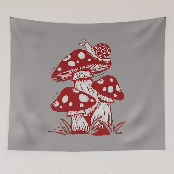 Item preview, Snail on Mushroom Woodcut Graphic Design-37 designed and sold by StephanMenze.
