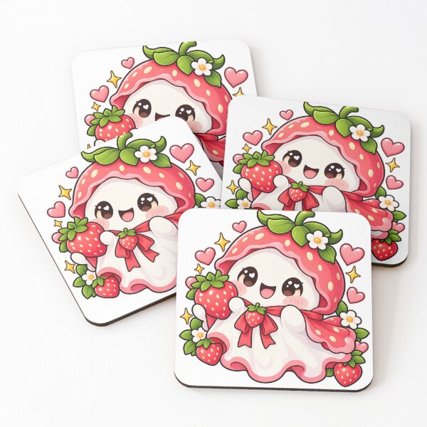 Item preview, Strawberry Ghost – Cute Kawaii Spooky Sticker designed and sold by RJACreative.