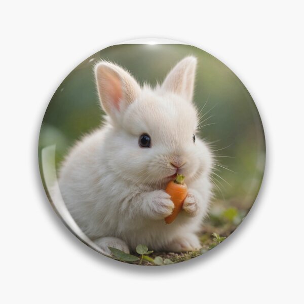 Item preview, Cute White Bunny Eating Carrot - Adorable Baby Rabbit in Garden designed and sold by TwinsBazaar.