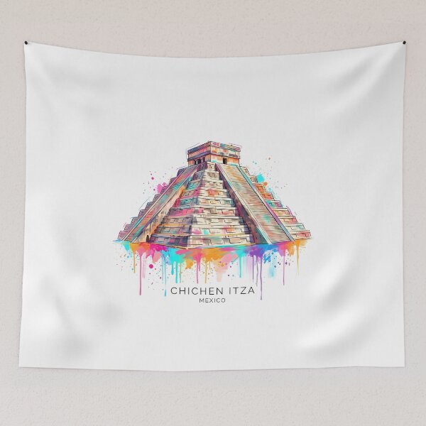 Item preview, Chichen Itza Neon Watercolor Splash Art designed and sold by EdwinkOne.