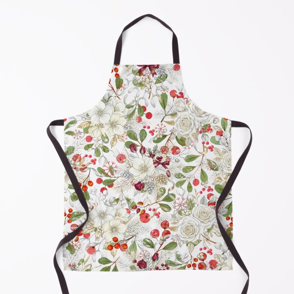 Item preview, Christmas floral design: white flowers and red berries designed and sold by VibranPalette.