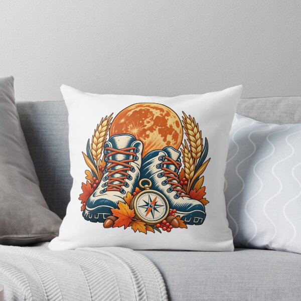 Item preview, Hiking Boots and Compass Beneath a Golden Harvest Moon designed and sold by skyartdesign.