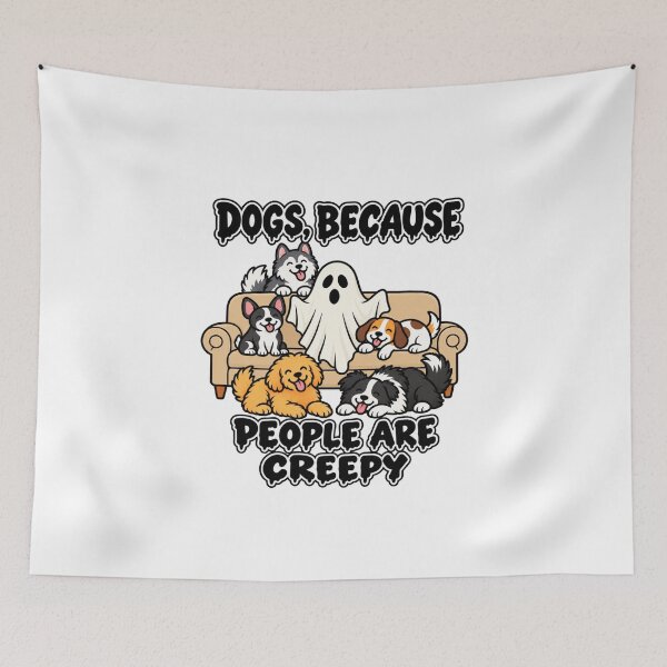 Item preview, Dogs Because People Are Creepy | Halloween Ghost and Dogs Chillin on the Couch | Dog Lover Design designed and sold by BakersTees.