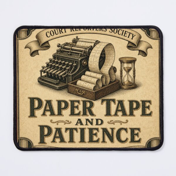 Item preview, Paper Tape and Patience Deposition Badge designed and sold by BoosterShop.