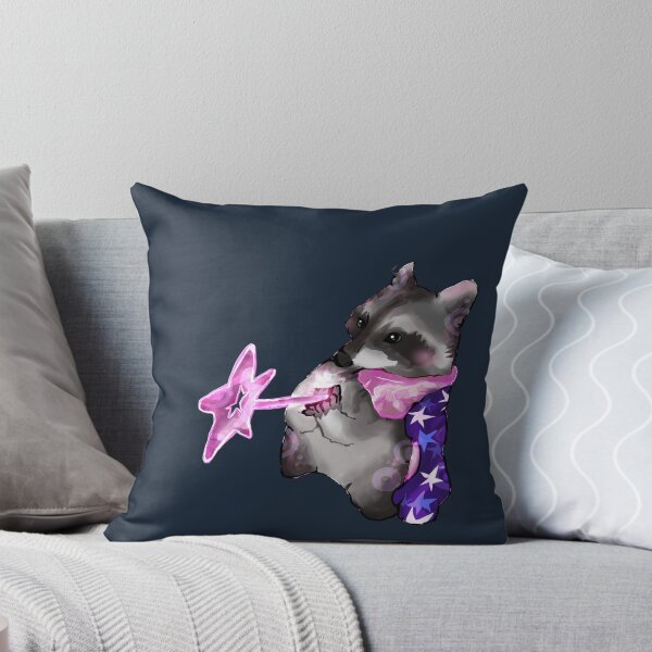 Item preview, Magical raccoon wizard with pink star wand |Cute Fantasy Animal Art designed and sold by pinkybat.