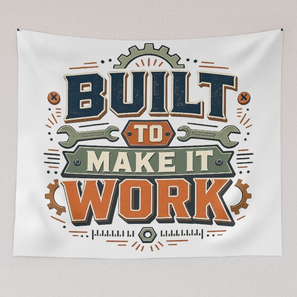 Item preview, Retro Mechanic Built to Make It Work Quote Vintage Workshop Tools Art designed and sold by inkoutninja.