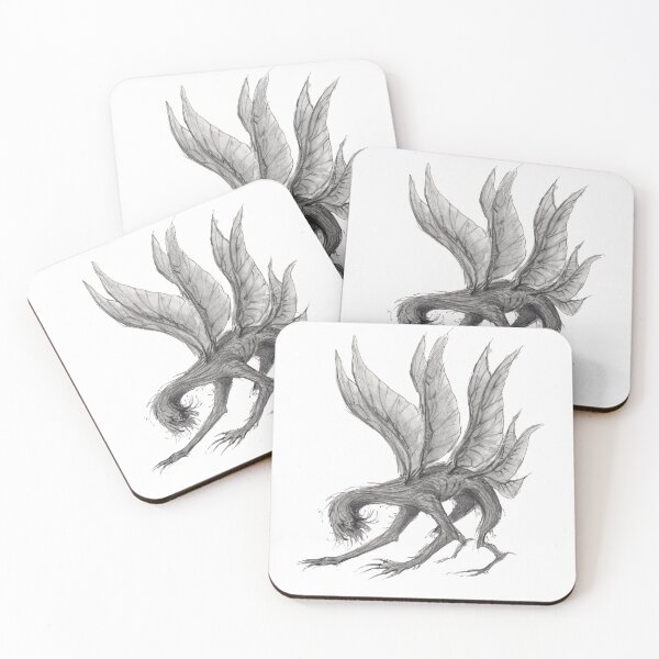 Item preview, Winged Skeletal Beast Macabre Pencil Illustration designed and sold by RawArt-Studio.