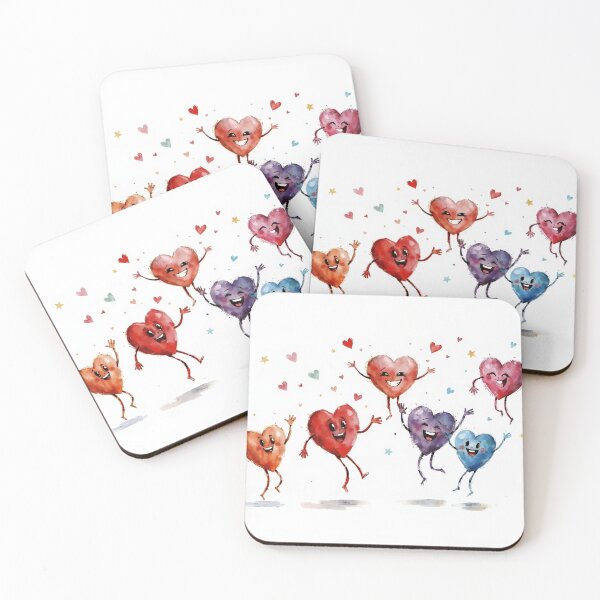Item preview, Hearts Just Wanna Have Fun – Dancing Watercolor Hearts designed and sold by tambanow.