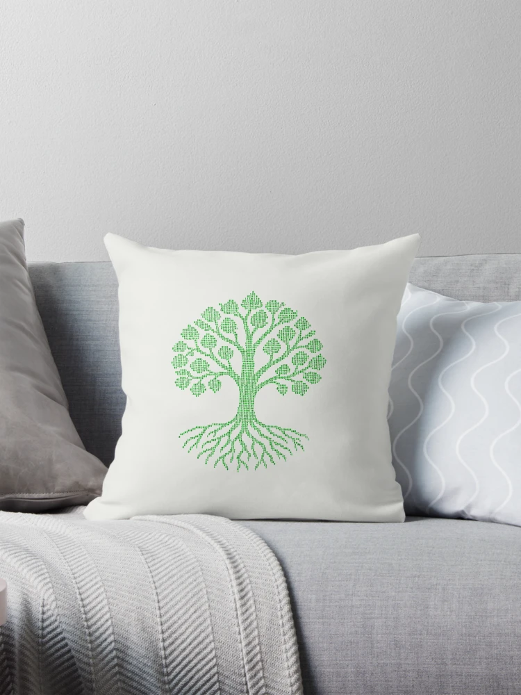 Thumbnail 1 of 4, Pillow, Binary Code Tree with Roots designed and sold by Quirky Cotton Collective.