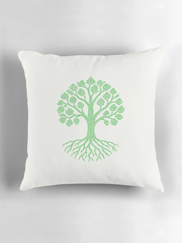 Thumbnail 3 of 4, Pillow, Binary Code Tree with Roots designed and sold by Quirky Cotton Collective.