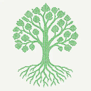 Artwork thumbnail, Binary Code Tree with Roots by Quirky Cotton Collective