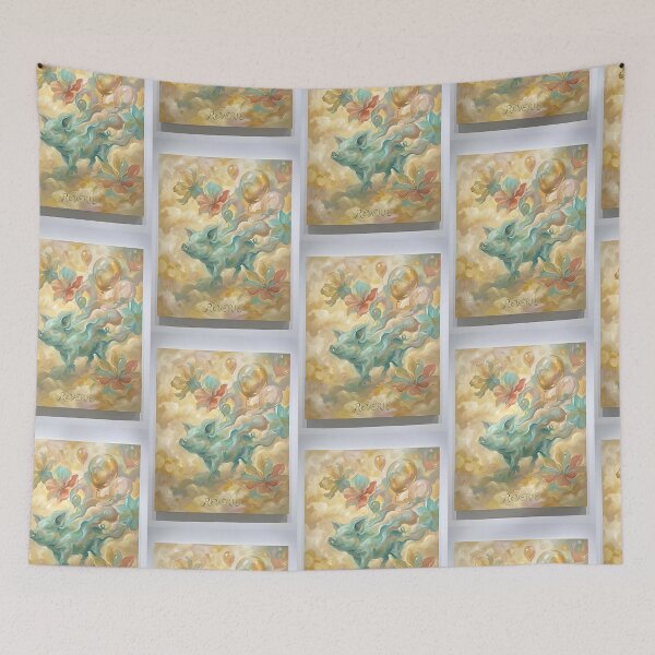 Item preview, Dreaming Mini Pig – A World Above the Clouds designed and sold by PictoVibe.