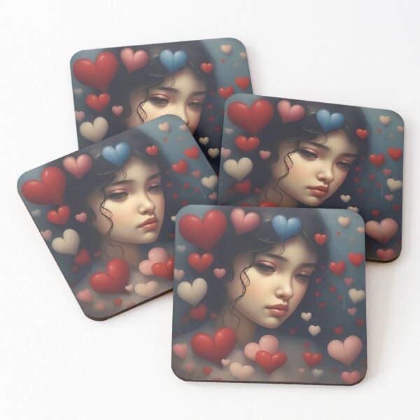 Item preview, A Heart Full of Dreams – Romantic Girl with Floating Hearts designed and sold by tambanow.