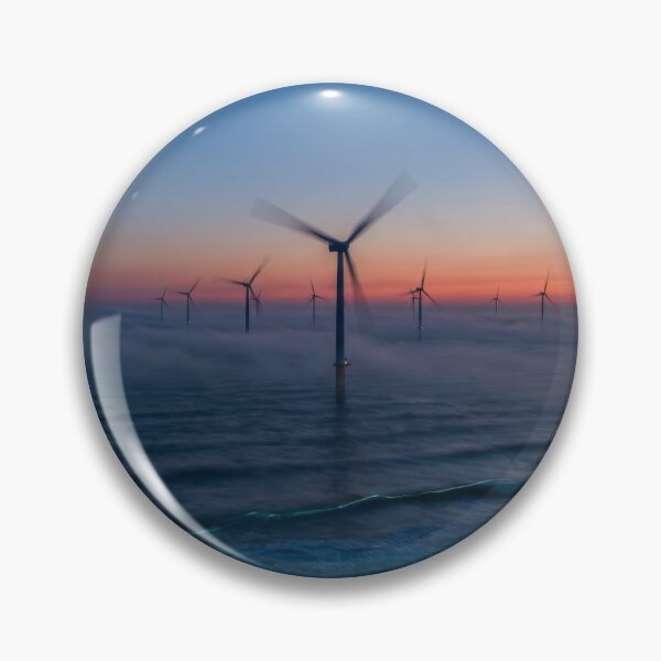 Item preview, Misty Wind Turbines Over Glowing Waves designed and sold by KaiWaiGallery.