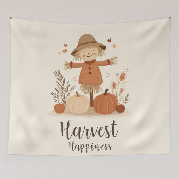 Item preview, Autumn Scarecrow and Pumpkins Fall Harvest Illustration designed and sold by Boddicca.