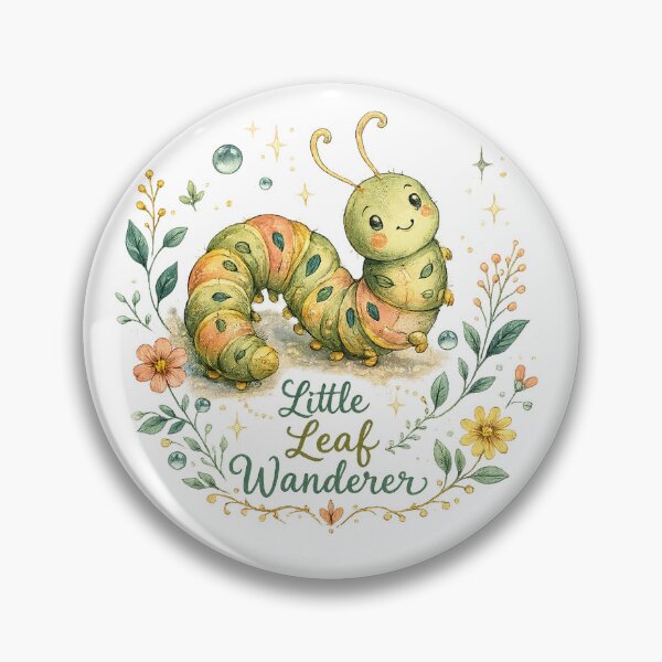 Item preview, Cute Caterpillar Floral Cottagecore Woodland Little Leaf Wanderer Art designed and sold by inkoutninja.