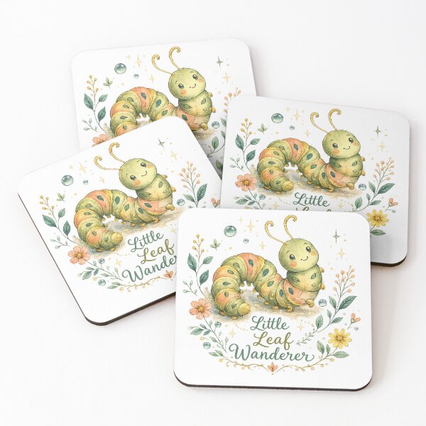 Item preview, Cute Caterpillar Floral Cottagecore Woodland Little Leaf Wanderer Art designed and sold by inkoutninja.