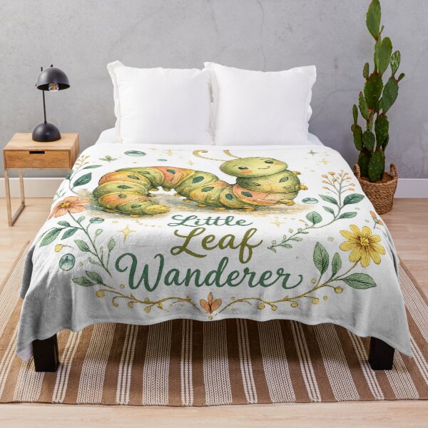 Item preview, Cute Caterpillar Floral Cottagecore Woodland Little Leaf Wanderer Art designed and sold by inkoutninja.
