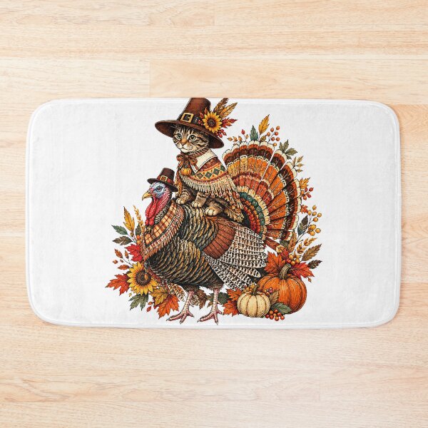 Item preview, Boho Thanksgiving Cat and Turkey designed and sold by QuiteOrbit.