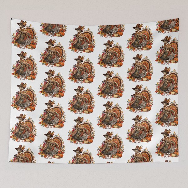 Item preview, Boho Thanksgiving Cat and Turkey designed and sold by QuiteOrbit.