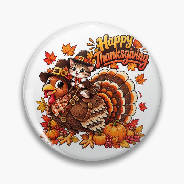 Item preview, Chibi Thanksgiving Turkey and Cat designed and sold by QuiteOrbit.