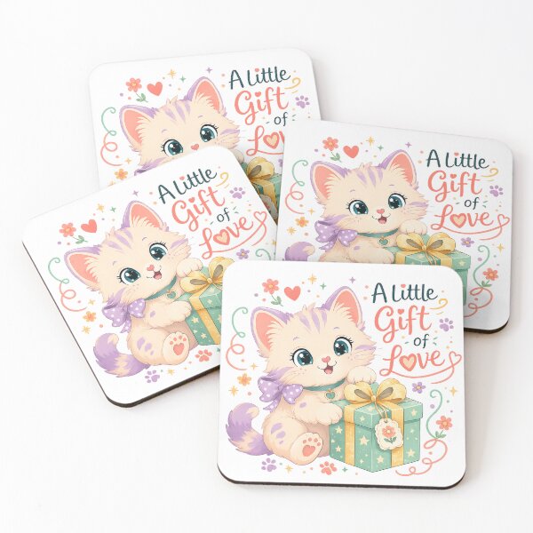 Item preview, Cute Kitten Present Kawaii Cat Pastel Birthday A Little Gift of Love Quote Art designed and sold by inkoutninja.