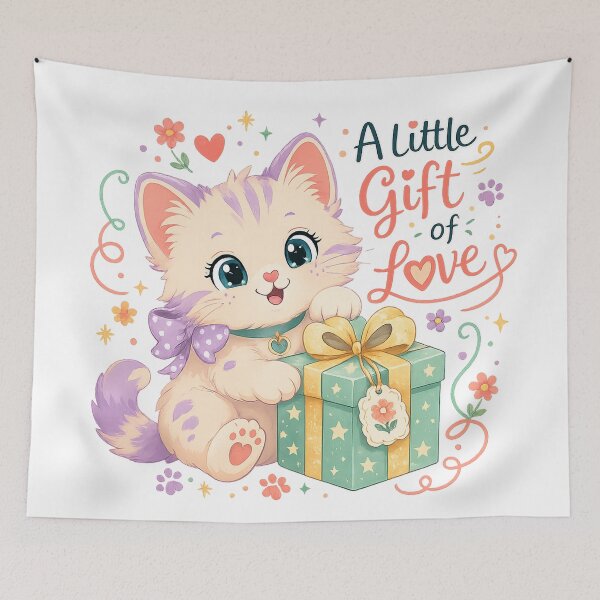 Item preview, Cute Kitten Present Kawaii Cat Pastel Birthday A Little Gift of Love Quote Art designed and sold by inkoutninja.