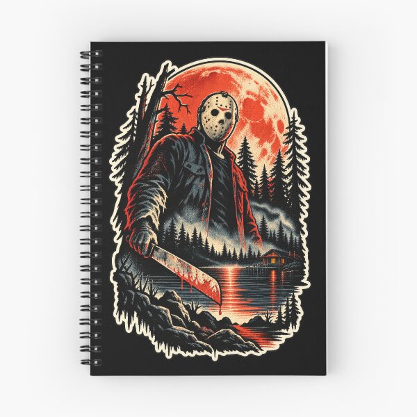 Item preview, Jason Voorhees Vintage Horror Slasher Red Moon Camp Crystal Lake Design designed and sold by DopeyRobot.