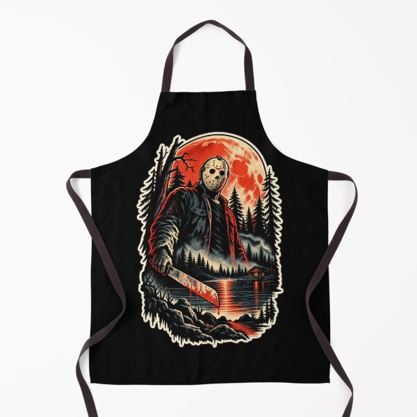 Item preview, Jason Voorhees Vintage Horror Slasher Red Moon Camp Crystal Lake Design designed and sold by DopeyRobot.