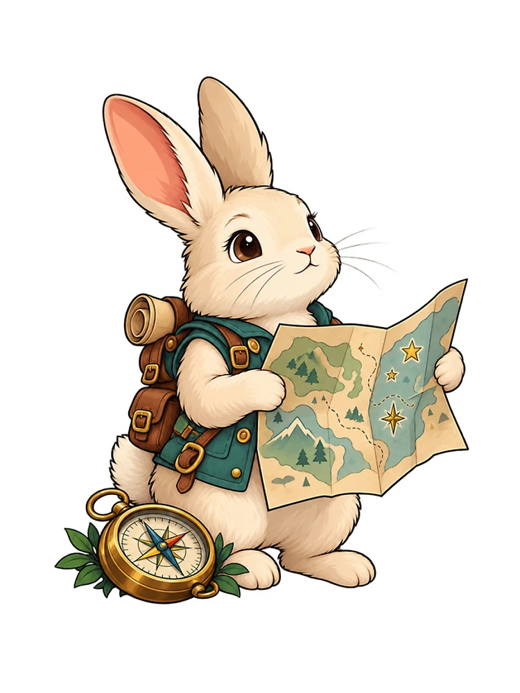 Thumbnail 4 of 4, iPhone Case, Explorer Rabbit with Map and Compass designed and sold by Juan Acevedo Acosta.