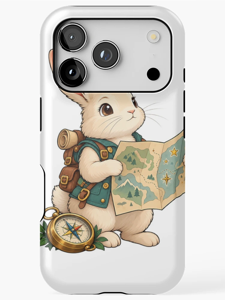 Thumbnail 1 of 4, iPhone Case, Explorer Rabbit with Map and Compass designed and sold by Juan Acevedo Acosta.