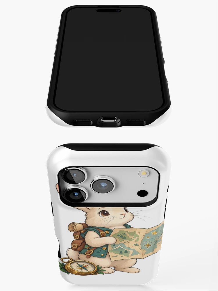 Thumbnail 3 of 4, iPhone Case, Explorer Rabbit with Map and Compass designed and sold by Juan Acevedo Acosta.