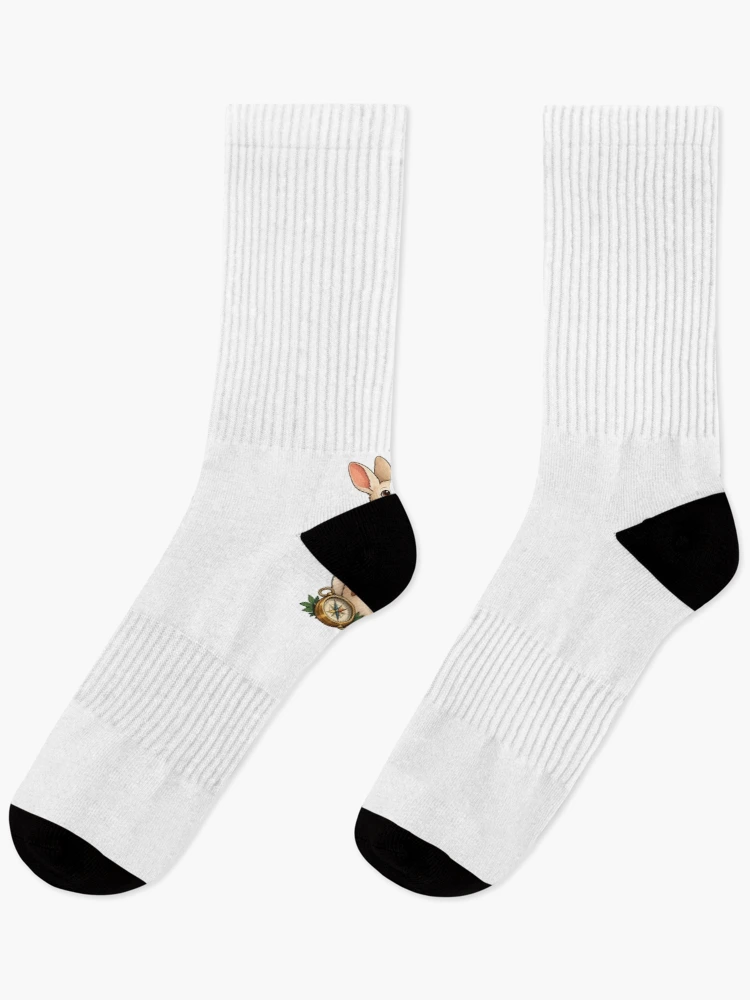Thumbnail 1 of 5, Socks, Explorer Rabbit with Map and Compass designed and sold by Juan Acevedo Acosta.