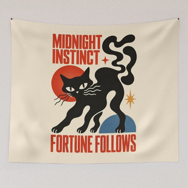 Item preview, Black Cat Geometric Poster – Mid Century Modern designed and sold by Timegraf.