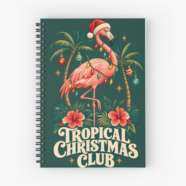 Item preview, Tropical Christmas Club – Retro Flamingo & Palm Trees designed and sold by piketo.